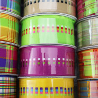 Assorted Wired Plaid Ribbon Set – 12 Spools Assortment