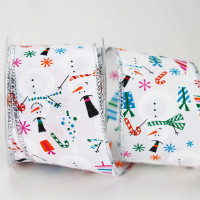 Snowman Print Wired Ribbon