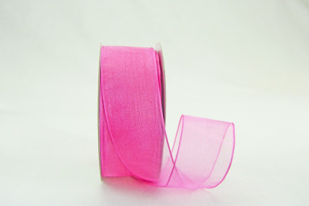 Wired Sheer Organza Ribbon Hot Pink