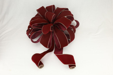 Happiness with Gold Edge 2-1/2" 16" 2lr 44" 1pc Waterproof Wired Velvet Bow
