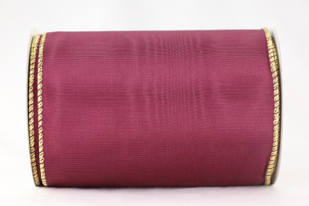 Wired Bengaline Moire Ribbon Burgundy