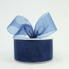 Navy 1-1/2" Plain Sheer Organza 25yd Spool