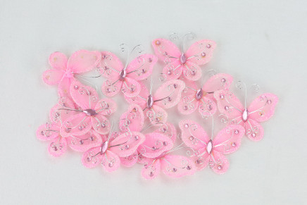 Glittering Whimsy Butterfly Accent With Jewels Light Pink