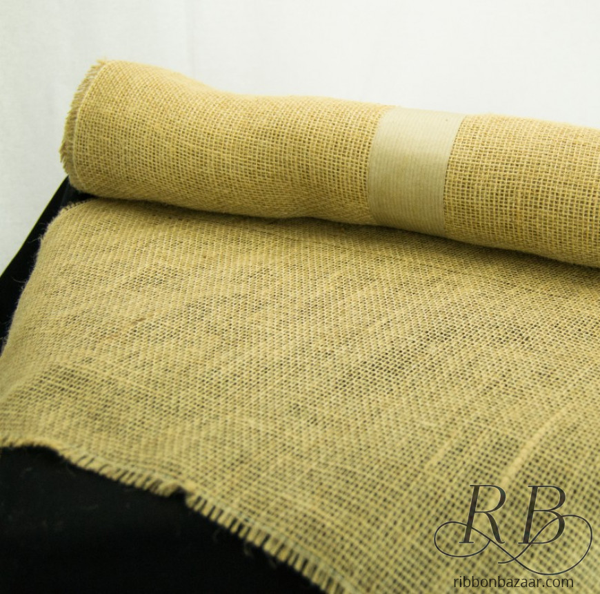 Jute Burlap Sheet Wrapper with Fringed Edge