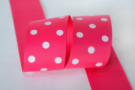 Grosgrain Polka Dots Shocking Pink