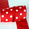 Red 1-1/2" Grosgrain Polka Dots 25yd Spool