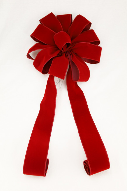 Holiday Red with Same Color Edge 2-1/2" 12" 1lr 30" 1pc Waterproof Wired Velvet Bow