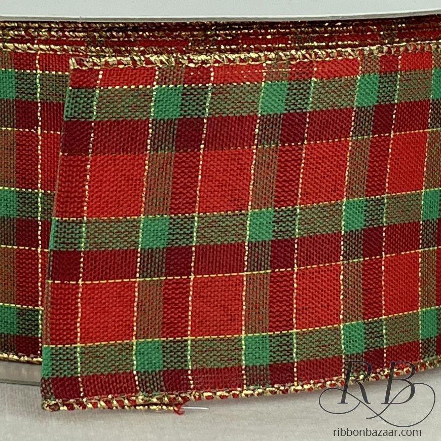 Wired Christmas Santa Plaid Ribbon