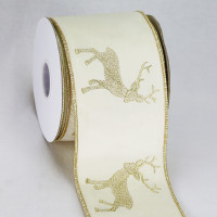 Regal Reindeer Christmas Wired Ribbon