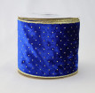 Wired Gold Dots on Navy Velvet Ribbon
