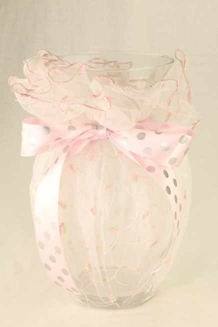Light Pink with Same Edge 30" 1pc Wired Edge Embroidered Sheer Round Wrap