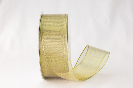 Gold with Same Edge 7/8" 25yd Wired Woven Edge Metallic Sheer