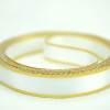 White with Gold Edge 3/8" 50yd Spool Double Faced Satin with Metallic Edge