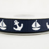 Navy 5/8" Grosgrain Boat & Anchor Print 25yd Spool