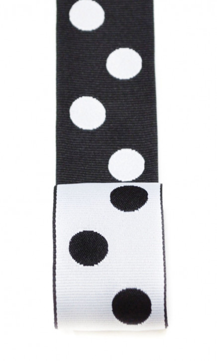 Reversible Grosgrain Polka Dots Black White