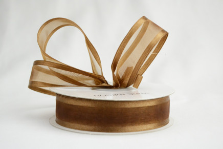 Wired Satin Edge Organza Brown