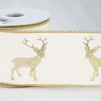Regal Reindeer Christmas Wired Ribbon