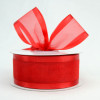 Red 1-1/2" Satin Edge Sheer Organza 25yd Spool