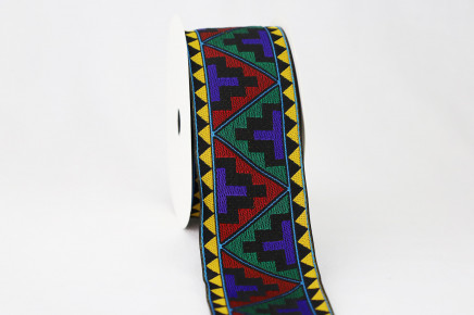 Aztec zigzag Tribal Geometric Ribbon - Multicolor Southwest Pattern
