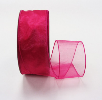 Wired Sheer Organza Ribbon Fuchsia