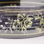 Sheer Organza Striped Ribbon Featuring Golden Stripes & Roses