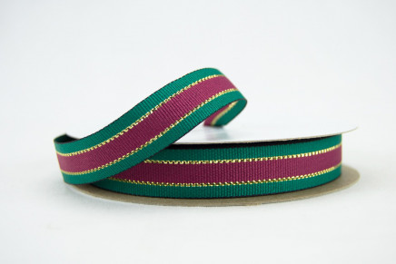 Traditional Grosgrain Christmas Stripes Spruce, Wine & Gold