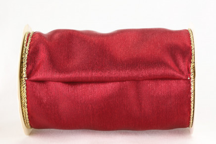 Wired Iridescent Single Faced Satin Brick Red (Gold Edge)