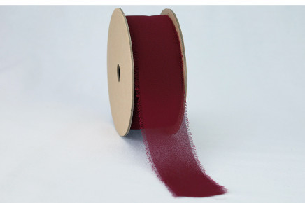 Burgundy 1-1/2" Frayed Edge Chiffon Ribbon 10yd