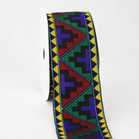 Aztec zigzag Tribal Geometric Ribbon - Multicolor Southwest Pattern